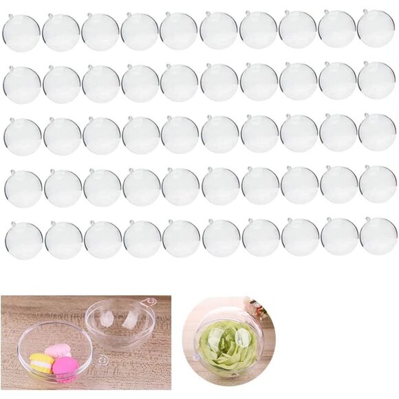 50 Bath Bomb Molds Shells 1.6'' Clear DIY Crafting Ball Ornament ornament favor - Picture 1 of 9